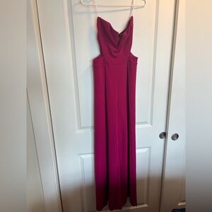 Lulu's Hot Pink strapless jumpsuit